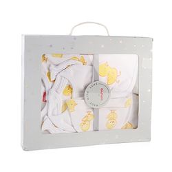 Babyhug 100% Cotton Knit Baby Gift Set With Duck Print - White