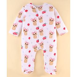 Babyhug 100% Cotton Knit Baby Gift Set With Teddy Bear Print - White