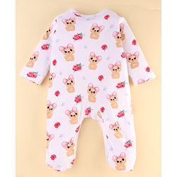 Babyhug 100% Cotton Knit Baby Gift Set With Teddy Bear Print - White