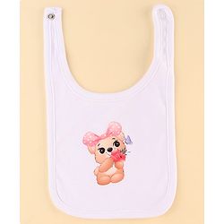 Babyhug 100% Cotton Knit Baby Gift Set With Teddy Bear Print - White