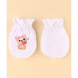 Babyhug 100% Cotton Knit Baby Gift Set With Teddy Bear Print - White