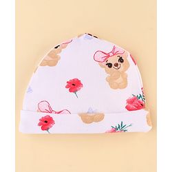 Babyhug 100% Cotton Knit Baby Gift Set With Teddy Bear Print - White