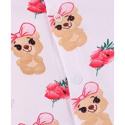 Babyhug 100% Cotton Knit Baby Gift Set With Teddy Bear Print - White