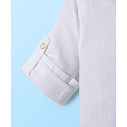 Babyhug Cotton Woven Full Sleeves Solid Color Shirt & Jeans Set - White & Blue