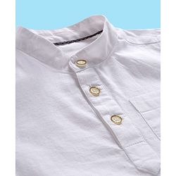 Babyhug Cotton Woven Full Sleeves Solid Color Shirt & Jeans Set - White & Blue
