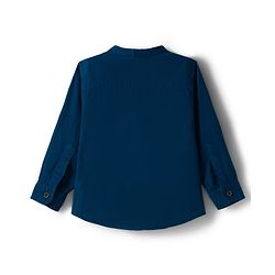 Babyhug Cotton Woven Full Sleeves Solid Colour Shirt & Pant Set - Blue