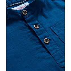 Babyhug Cotton Woven Full Sleeves Solid Colour Shirt & Pant Set - Blue