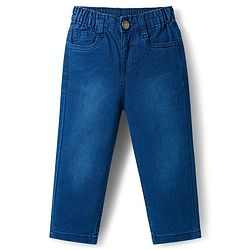 Babyhug Cotton Woven Full Sleeves Solid Color Shirt & Jeans Set - Red & Blue