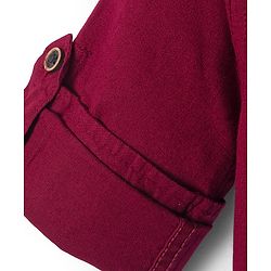 Babyhug Cotton Woven Full Sleeves Solid Color Shirt & Pant Set - Maroon & Beige