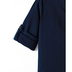 Babyhug Cotton Woven Full Sleeves Solid Colour Shirt & Pant Set - Navy Blue