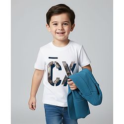 Babyhug Knit Full Sleeves Solid Blazer With Printed Tee - Teal Blue