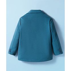 Babyhug Knit Full Sleeves Solid Blazer With Printed Tee - Teal Blue