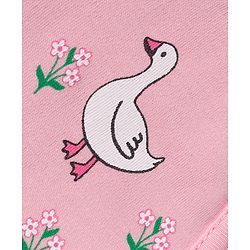 Babyhug 100% Cotton Knit Bonnet Cap with Duck & Floral Print Pack of 2  Pink & White - 9.5 cm Diameter