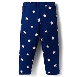 Babyhug Cotton Knit Full Sleeves Co-ords Night Suit With Star Print - Navy Blue