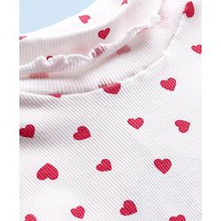 Babyhug Cotton Knit Full Sleeves Turtle Neck Winter T-Shirt with Heart Print - White
