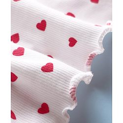 Babyhug Cotton Knit Full Sleeves Turtle Neck Winter T-Shirt with Heart Print - White
