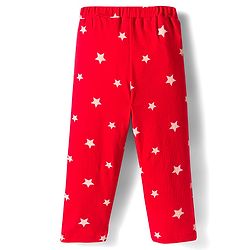 Babyhug Cotton Knit Full Sleeves Co-ords Night Suit With Star Print - Red