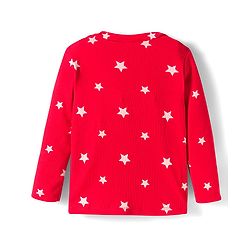 Babyhug Cotton Knit Full Sleeves Co-ords Night Suit With Star Print - Red