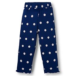 Babyhug Cotton Knit Full Sleeves Winter Wear Co-ords Night Suit With Polka Dot Print - Navy Blue