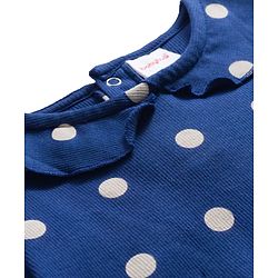Babyhug Cotton Knit Full Sleeves Winter Wear Co-ords Night Suit With Polka Dot Print - Navy Blue