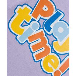 Babyhug 100% Cotton Knit Full Sleeves Onesie With Play Time Text Print - Purple