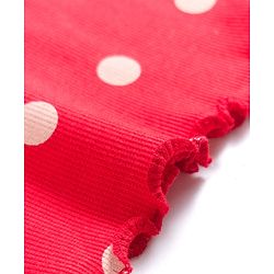 Babyhug Cotton Knit Full Sleeves Peter Pan Collar Co-ords Night Suit With Polka Dots Print - Red