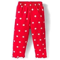 Babyhug Cotton Knit Full Sleeves Peter Pan Collar Co-ords Night Suit With Polka Dots Print - Red