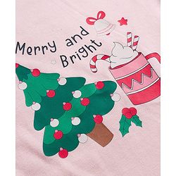 Babyhug 100% Cotton Interlock Knit Full Sleeves Onesie with Hairband & Christmas Print - Pink