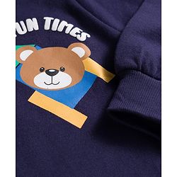 Babyhug Cotton Knit Full Sleeves Sweatshirt With Front & Back Animal Print - Navy Blue