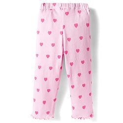 Babyhug Cotton Knit Full Length Co-ords Night Suit With Heart Print - Pink