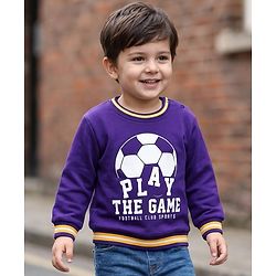 Babyhug Cotton Knit Full Sleeves Sweatshirt with Football Graphic - Purple