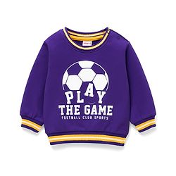Babyhug Cotton Knit Full Sleeves Sweatshirt with Football Graphic - Purple