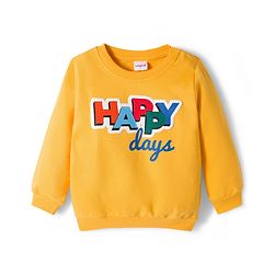 Babyhug Cotton Knit Full Sleeves Sweatshirts with Happy Days Text Print Pack of 2 - Yellow & Dark Green