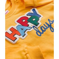 Babyhug Cotton Knit Full Sleeves Sweatshirts with Happy Days Text Print Pack of 2 - Yellow & Dark Green