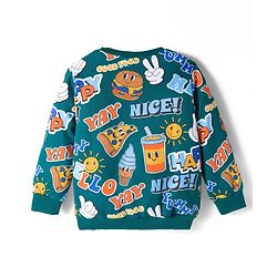 Babyhug Cotton Knit Full Sleeves Sweatshirts with Happy Days Text Print Pack of 2 - Yellow & Dark Green