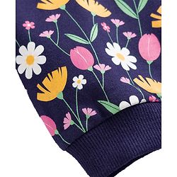 Babyhug Cotton Knit Full Sleeves Sweatshirt With Floral Graphics - Navy Blue