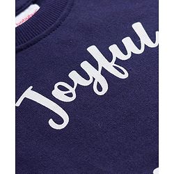 Babyhug Cotton Knit Full Sleeves Sweatshirt With Floral Graphics - Navy Blue