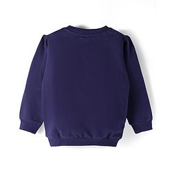 Babyhug Cotton Knit Full Sleeves Sweatshirt With Floral Graphics - Navy Blue