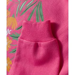 Babyhug Cotton Knit Full Sleeves Sweatshirt With Floral Graphics - Pink