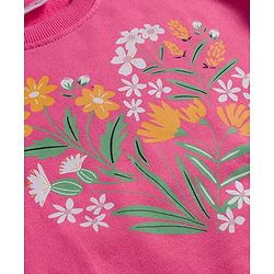 Babyhug Cotton Knit Full Sleeves Sweatshirt With Floral Graphics - Pink