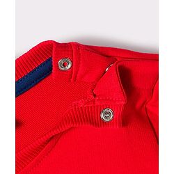 Babyhug Cotton Knit Full Sleeves Sweatshirt With Teddy Bear Patch - Red