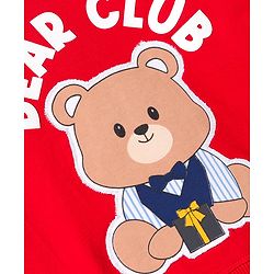 Babyhug Cotton Knit Full Sleeves Sweatshirt With Teddy Bear Patch - Red