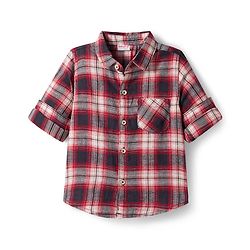 Babyhug Cotton Woven Full Sleeves Checks Shirt & Jeans Set - Maroon & Black