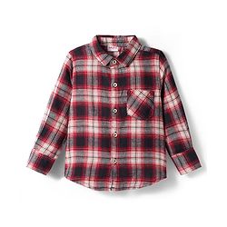 Babyhug Cotton Woven Full Sleeves Checks Shirt & Jeans Set - Maroon & Black