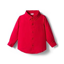 Babyhug Cotton Woven Full Sleeves Solid Color Shirt & Jeans Set - Red & Blue