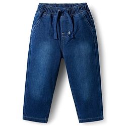 Babyhug Cotton Woven Full Sleeves Solid Color Shirt & Jeans Set - Red & Blue