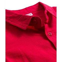 Babyhug Cotton Woven Full Sleeves Solid Color Shirt & Jeans Set - Red & Blue