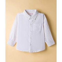 Babyhug Cotton Woven Full Sleeves Solid Shirt and Denim Jeans Set - White