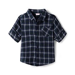 Babyhug Cotton Woven Full Sleeves Checkered Shirt & Trouser Set - Blue & Beige