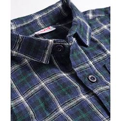Babyhug Cotton Woven Full Sleeves Checkered Shirt & Trouser Set - Blue & Beige